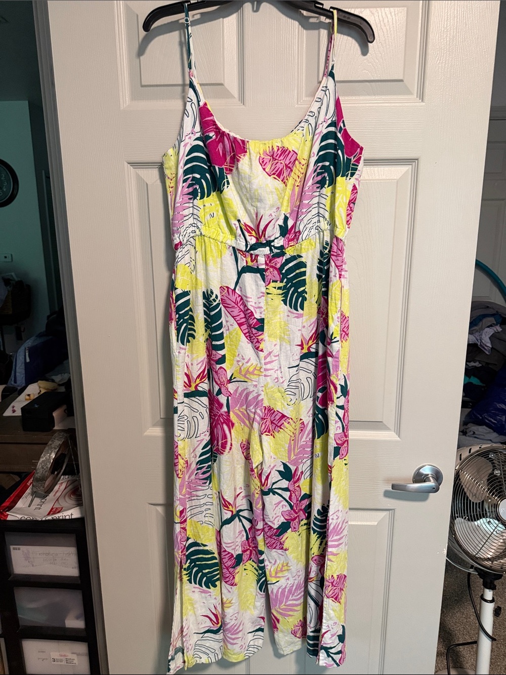 Bright Tropical Floral Jumpsuit- Pink, Yellow, Green. (SOLD) - Picture 4 of 6